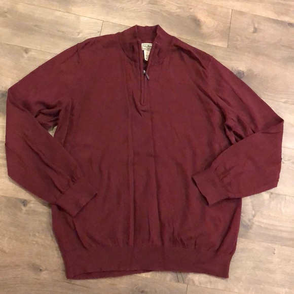 L.L. Bean Sweater Size XL Burgundy 1/4 zip - Picture 1 of 4